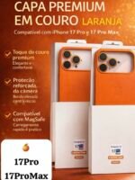 Capa Case Couro Laranja MagSafe Linha 17