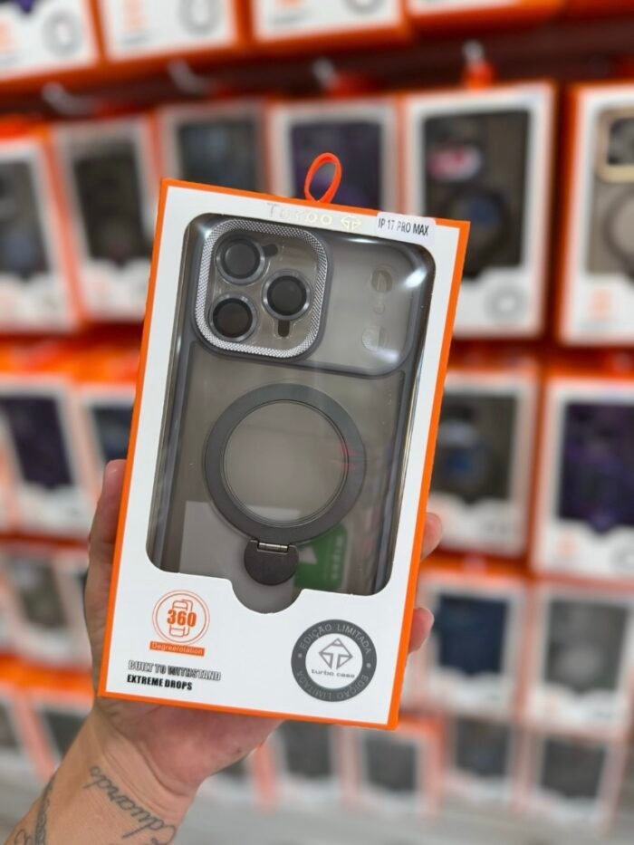 Capa Premium 360 Linha 17 Suporte Magsafe Giratório com Película de Câmera - Imagem 6
