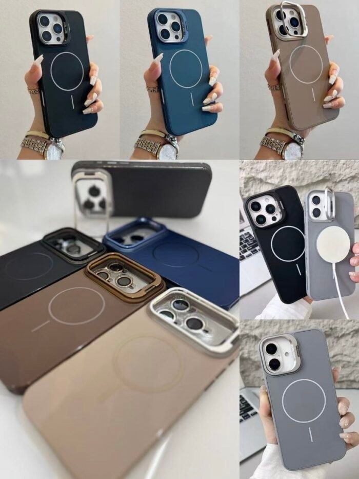 Capa Premium Acrílica Magsafe Linha 17 com Suporte na Câmera e Película de Lente - Imagem 2