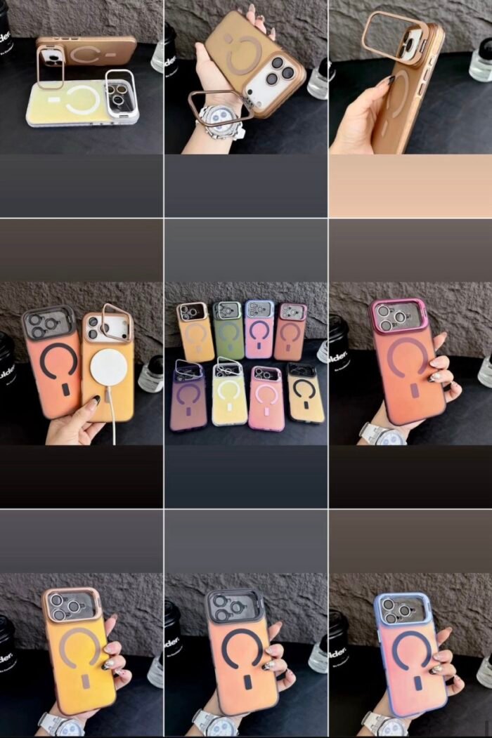 Capa Premium Holográfica Linha 17 Magsafe com Suporte na Câmera e Película de Lente - Imagem 2