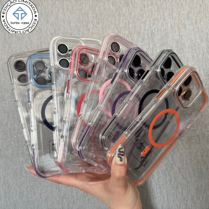 Capa Transparente Magsafe Colorida Anti-Amarela com Películas de Câmera - Imagem 4