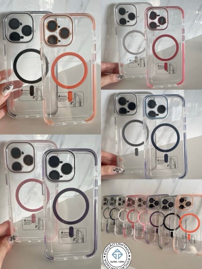 Capa Transparente Magsafe Colorida Anti-Amarela com Películas de Câmera - Imagem 5