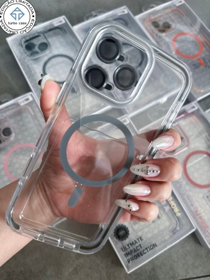 Capa Transparente Magsafe Colorida Anti-Amarela com Películas de Câmera - Imagem 3