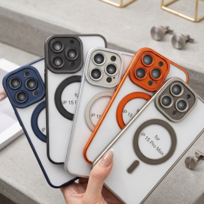 Capa TPU Borda Cor Metelica MagSafe Câmera Fechada