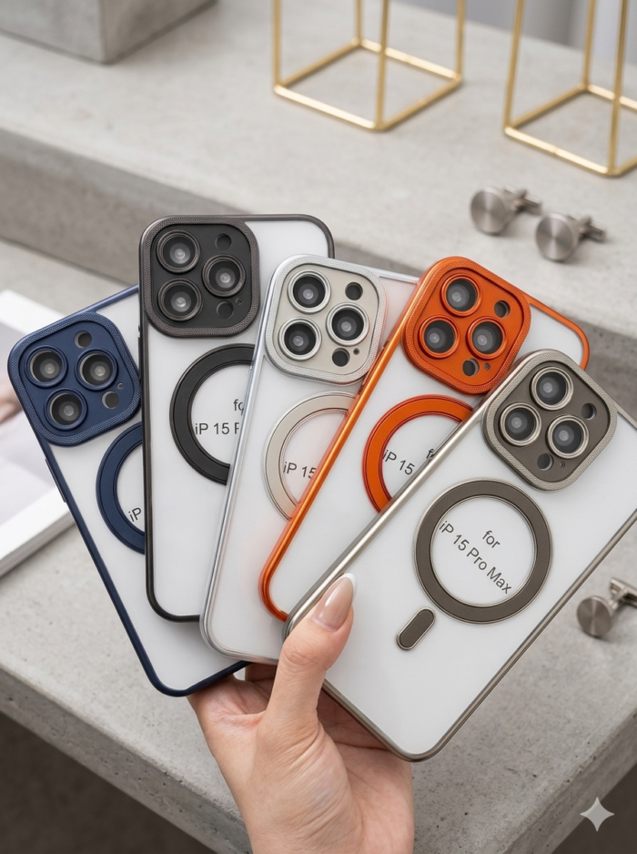 Capa TPU Borda Cor Metálica Linha 17 MagSafe Câmera Fechada - Imagem 2