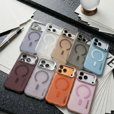 Capa Premium Fosca Barra Linha 17 MagSafe com Suporte na Câmera e Película de Lente