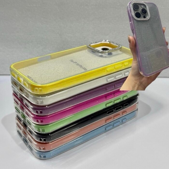 Capa Borda Colorida com Glitter Camera Metálica Strass - Imagem 4