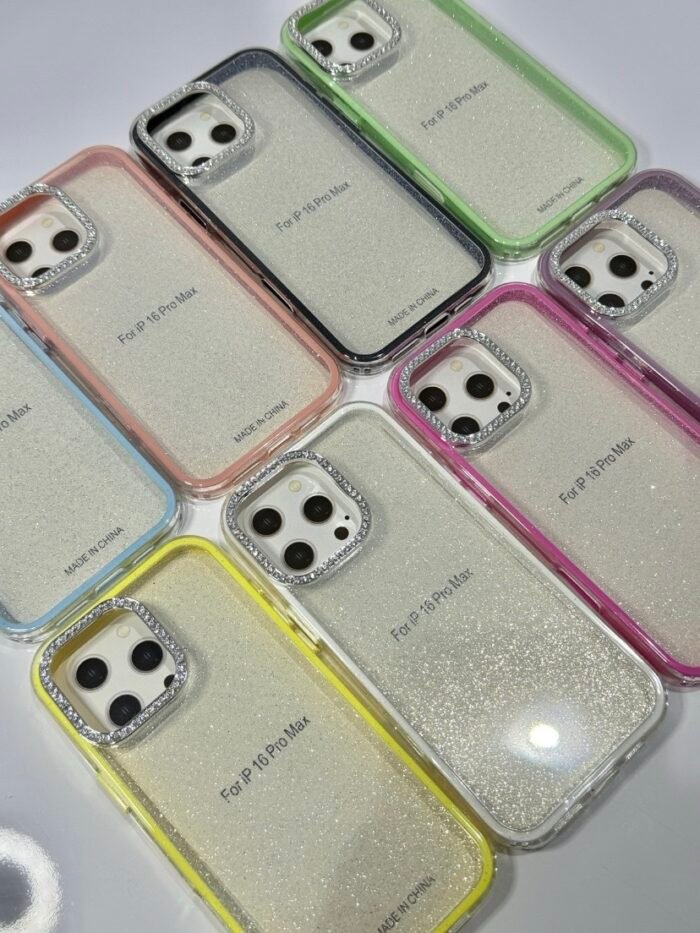 Capa Borda Colorida com Glitter Camera Metálica Strass - Imagem 3