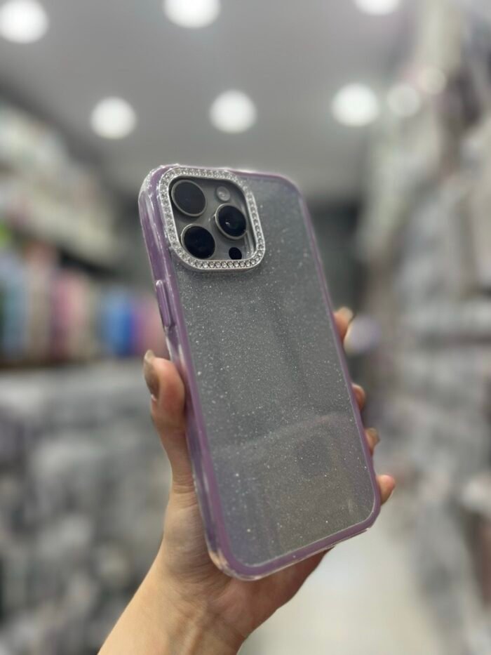 Capa Borda Colorida com Glitter Camera Metálica Strass - Imagem 2