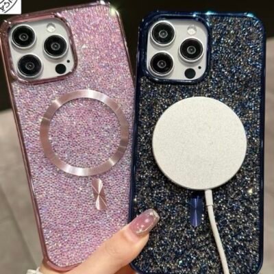 Capa Luxo Strass Brilho MagSafe