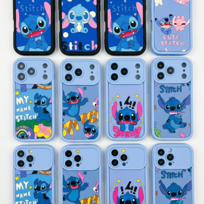 Capa Personagem Stitch Linha 17 Silicone Câmera Fechada iPhone