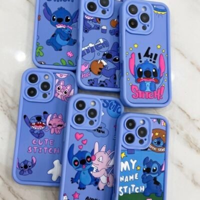 Capa Personagem Stitch Silicone Câmera Fechada iPhone