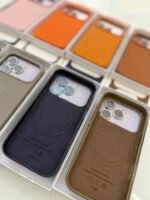 Capa Case Couro Laranja MagSafe Linha 17 - Imagem 2