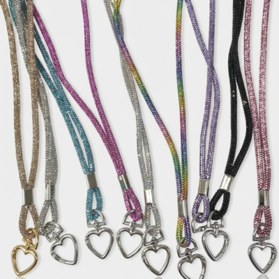 Cordão Strass Total Fecho Coração Transversal