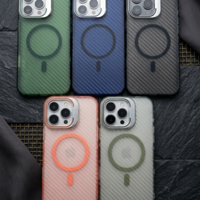 Capa Premium Listras Fosca MagSafe com Suporte na Câmera e Película de Lente