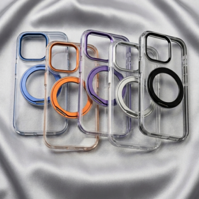 Capa Premium Simples Metálica Linha 17 com Suporte MagSafe  e Película de Camera