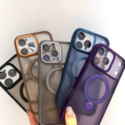 Capa Premium 360 Linha 17 Suporte Magsafe Giratório com Película de Câmera